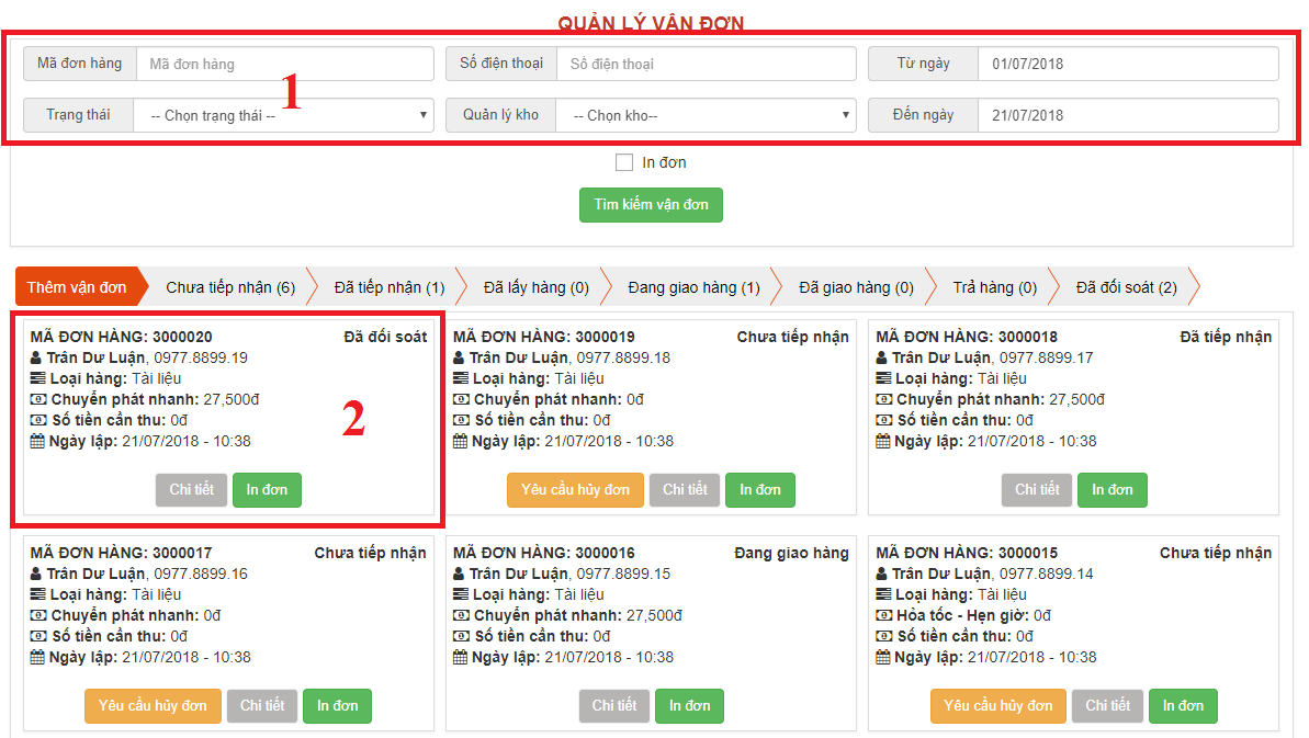 Hệ thống quản lý Vận đơn